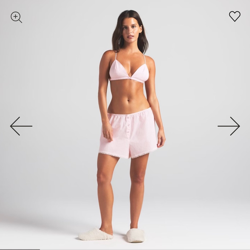 SKIMS TRIANGLE BRALETTE - COTTON POPLIN - CHERRY BLOSSOM STRIPE - L - Picture 7 of 11